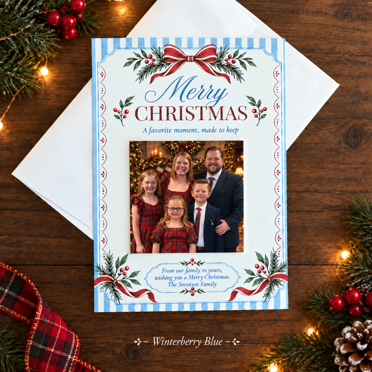 Personalized Christmas Card with Removable Photo Magnet Keepsake