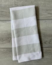 Load image into Gallery viewer, Greige and Cream Stripe Towel