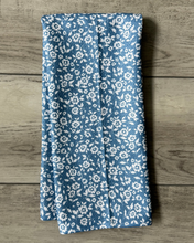 Load image into Gallery viewer, Blue and White Vintage Floral Towel
