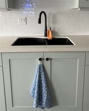 Load image into Gallery viewer, Blue and White Vintage Floral Towel