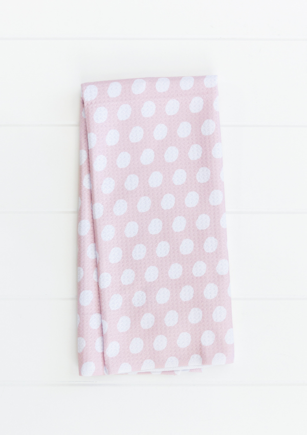 Pink polka dot bath towels sale