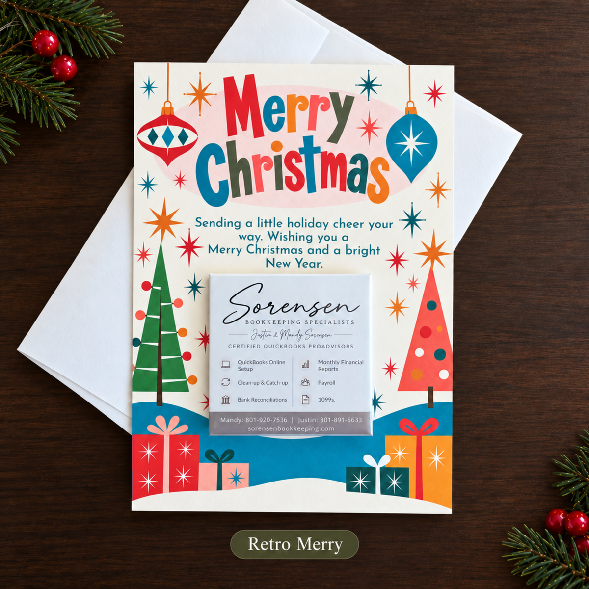 Business Christmas Card with Removable Custom Magnet