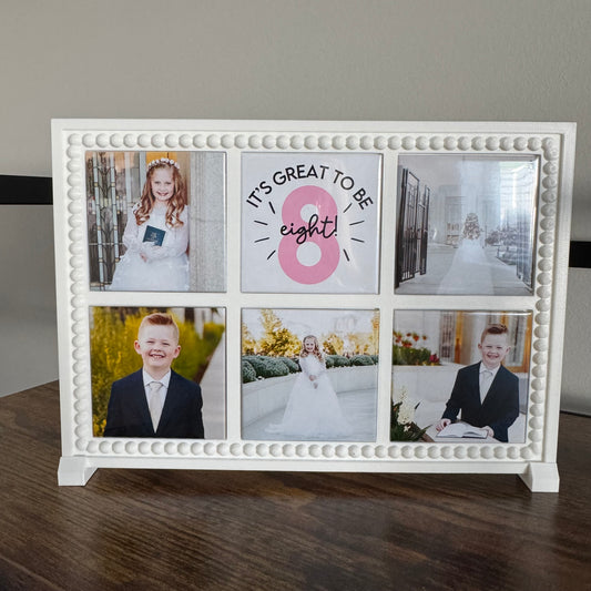 It's Great to Be 8 Magnet & Bohemian Frame Set | Personalized Baptism Keepsake Gift