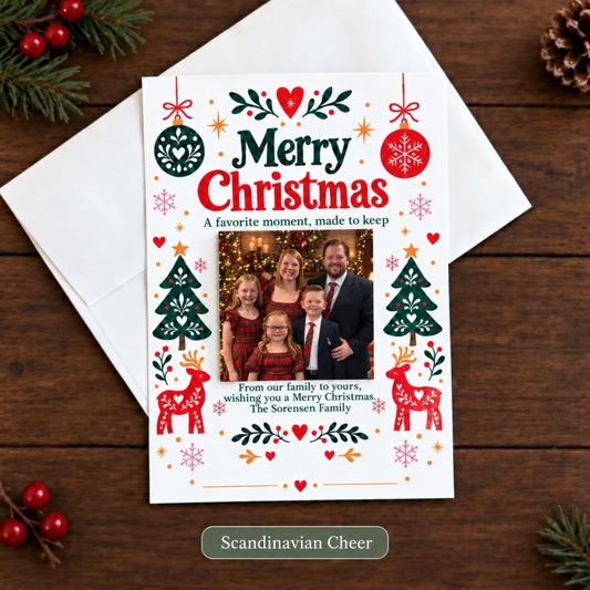 Personalized Christmas Card with Removable Photo Magnet Keepsake
