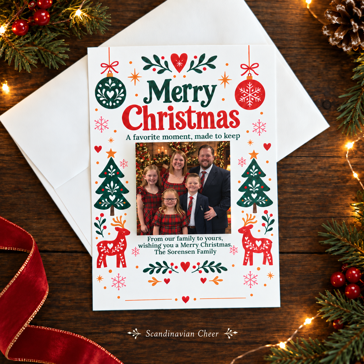 Personalized Christmas Card with Removable Photo Magnet Keepsake