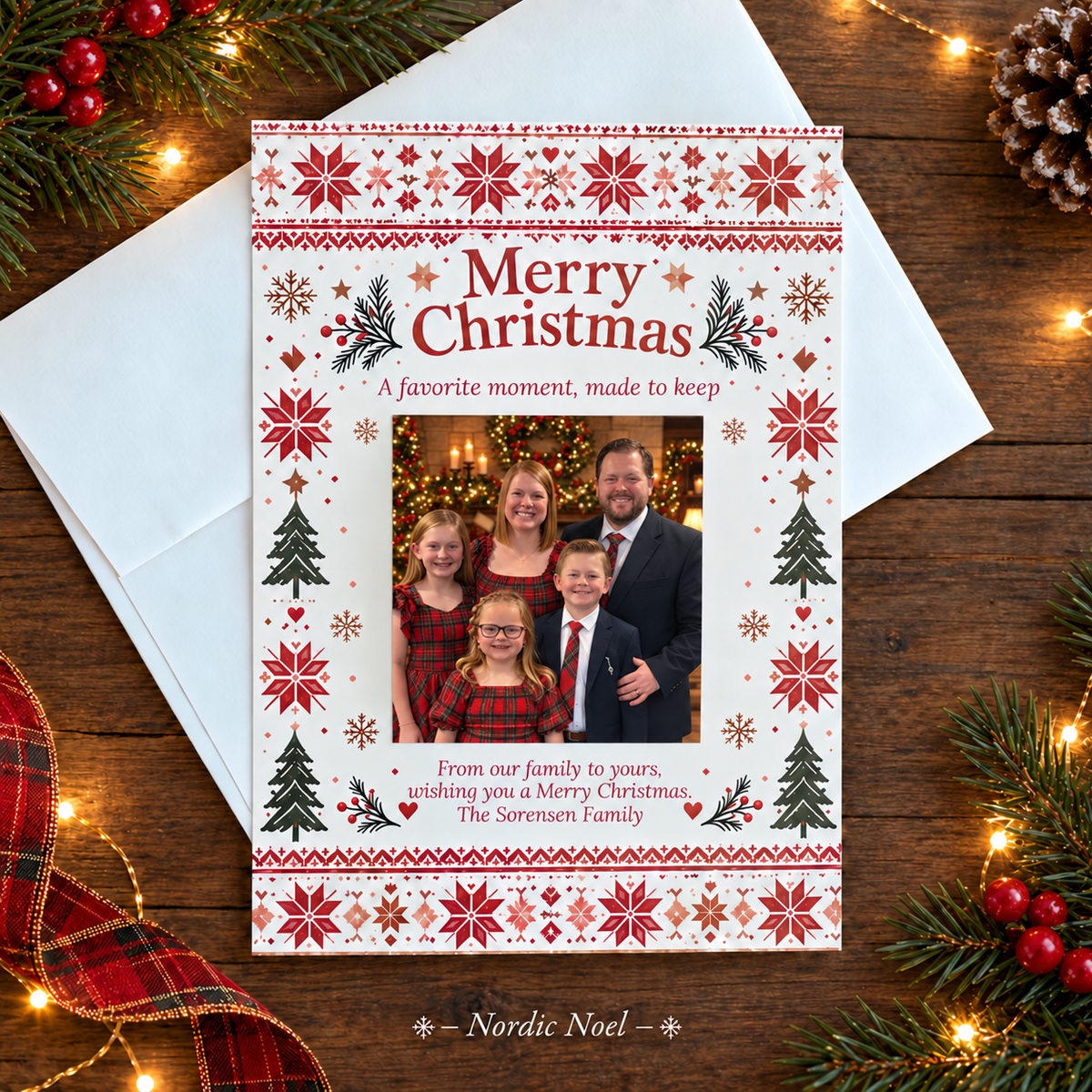 Personalized Christmas Card with Removable Photo Magnet Keepsake