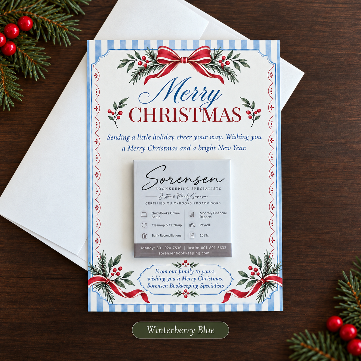 Business Christmas Card with Removable Custom Magnet