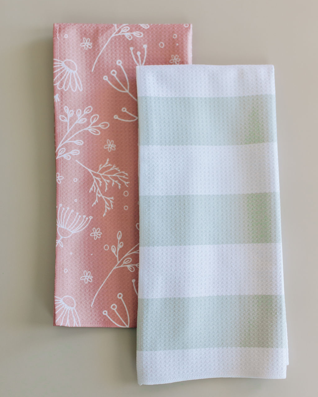 Greige and Cream Stripe Towel