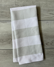 Load image into Gallery viewer, Greige and Cream Stripe Towel
