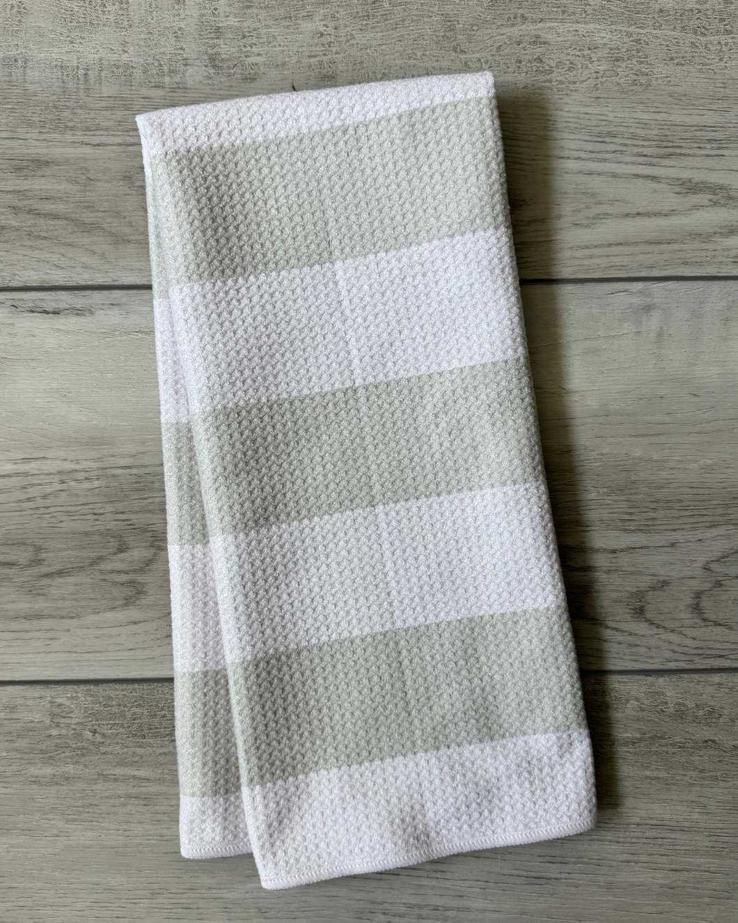 Greige and Cream Stripe Towel