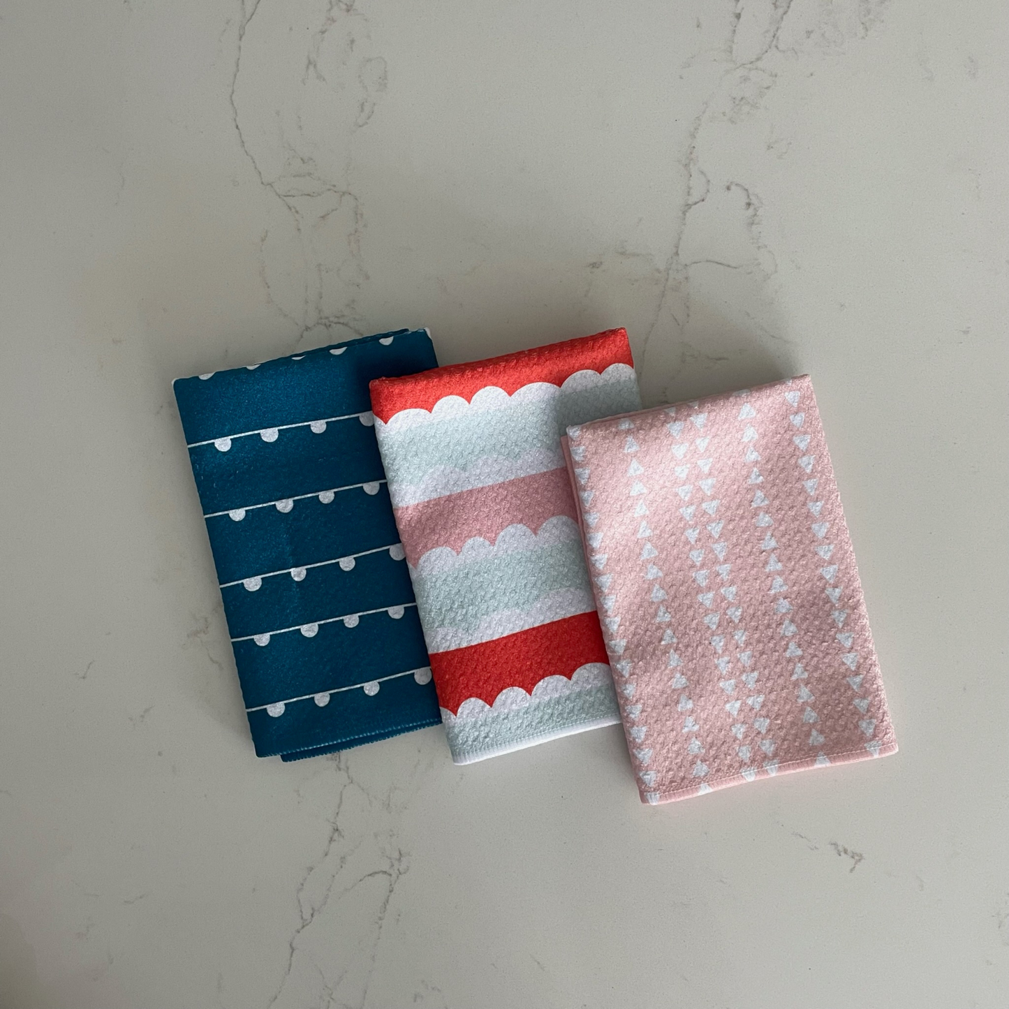 Triangles on Pink Washcloth