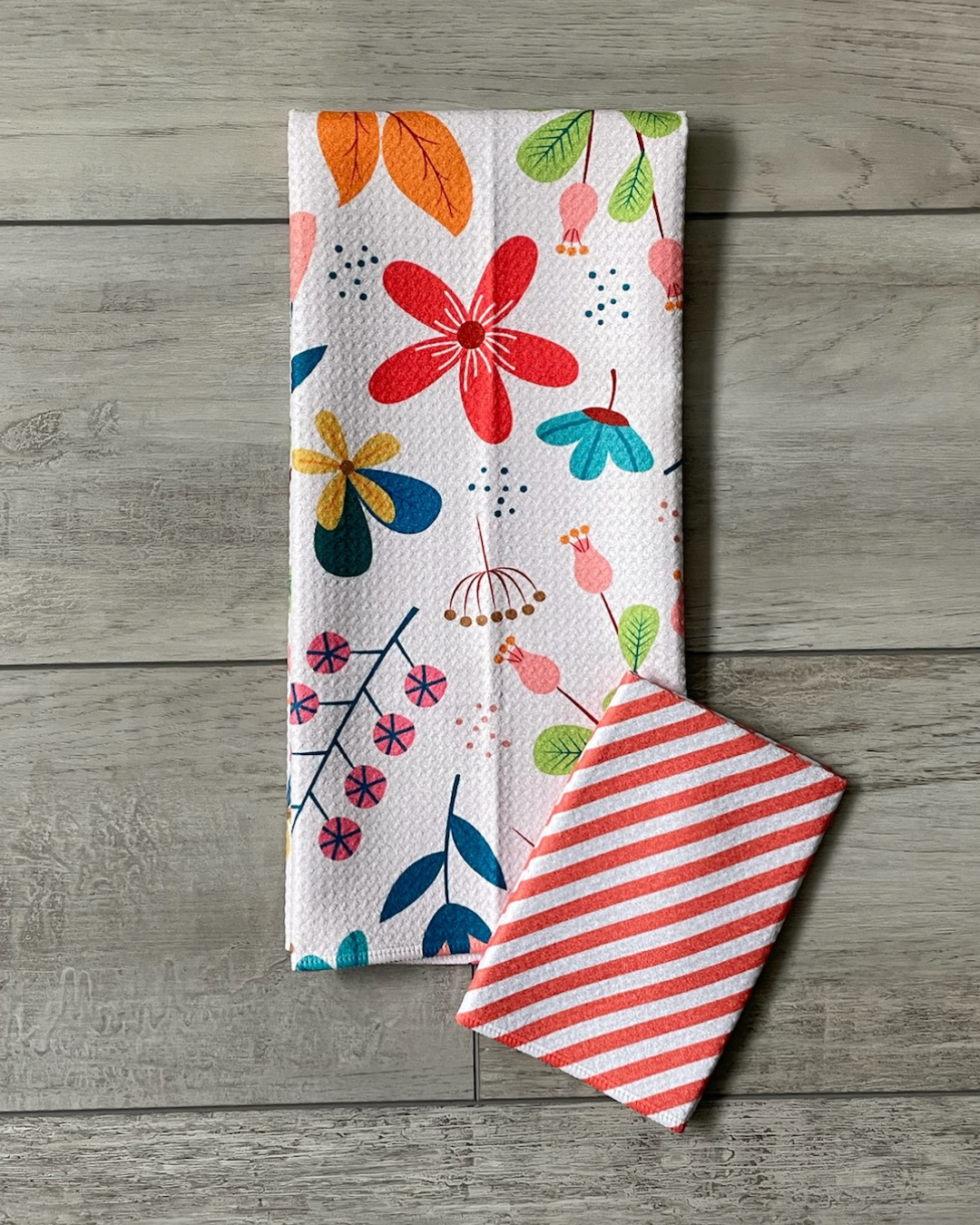 Coral Stripe Washcloth