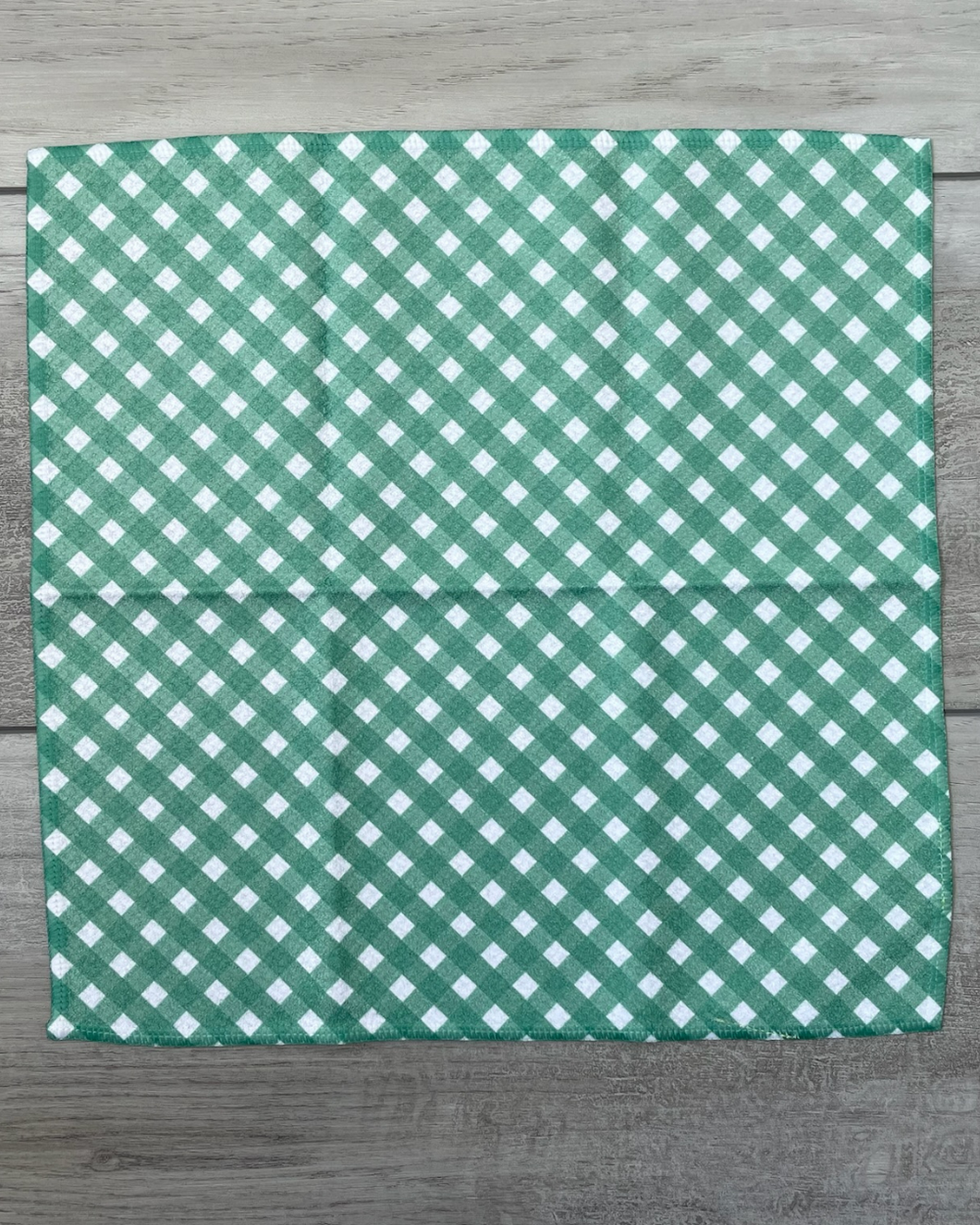 Green Gingham Washcloth