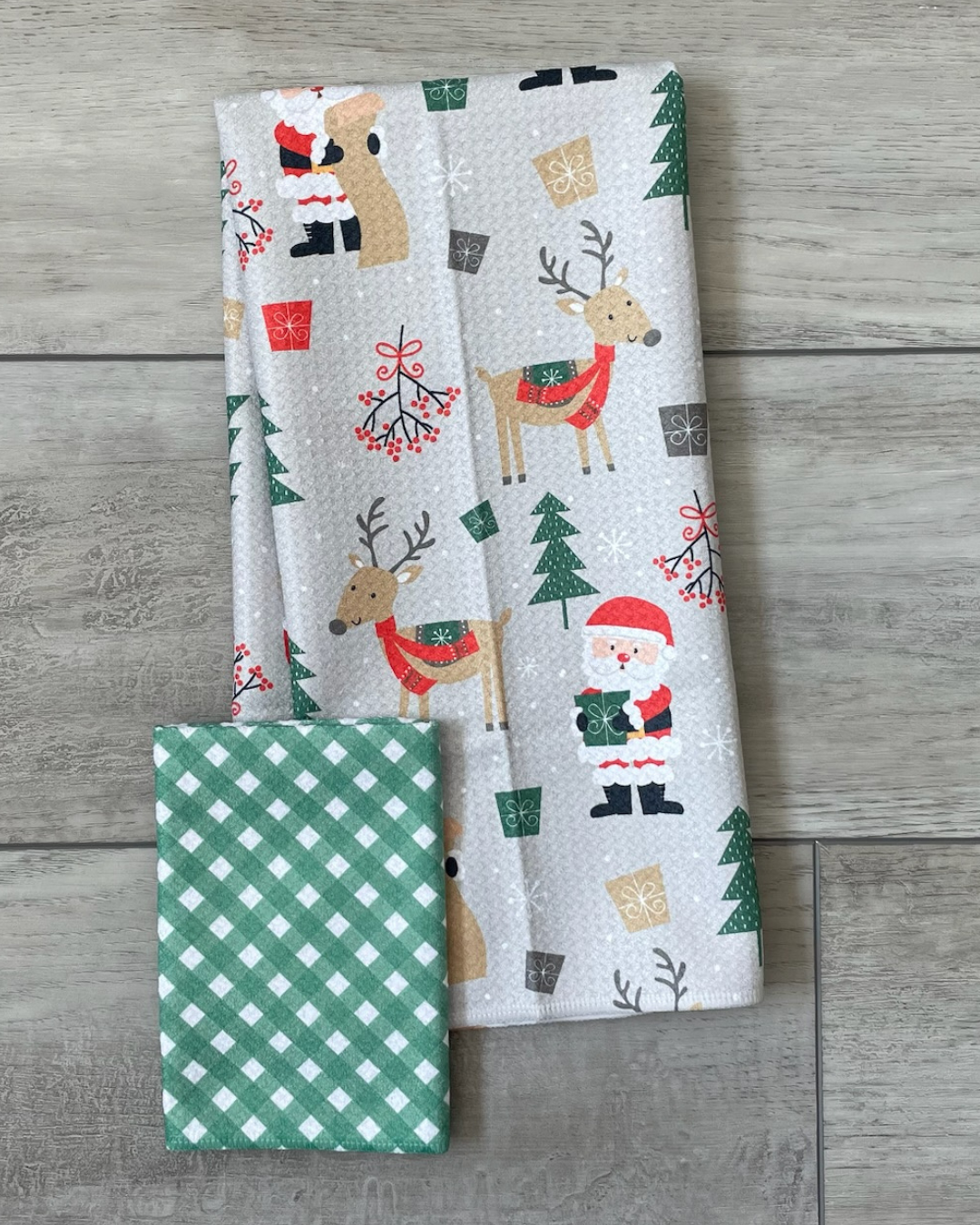 Green Gingham Washcloth