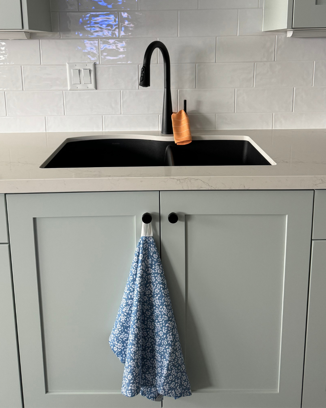 Blue and White Vintage Floral Towel