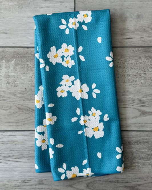 Deep Turquoise Floral Bliss Towel
