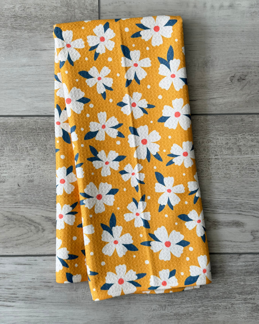 Yellow Funky Floral Towel