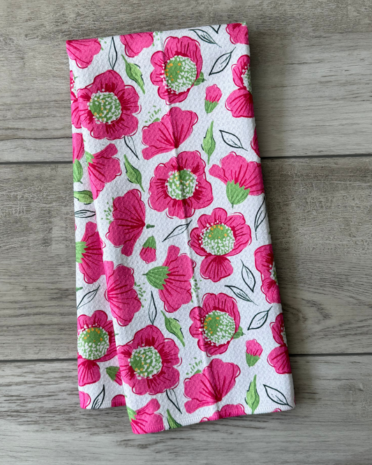 Fuchsia Pink Poppy Towel