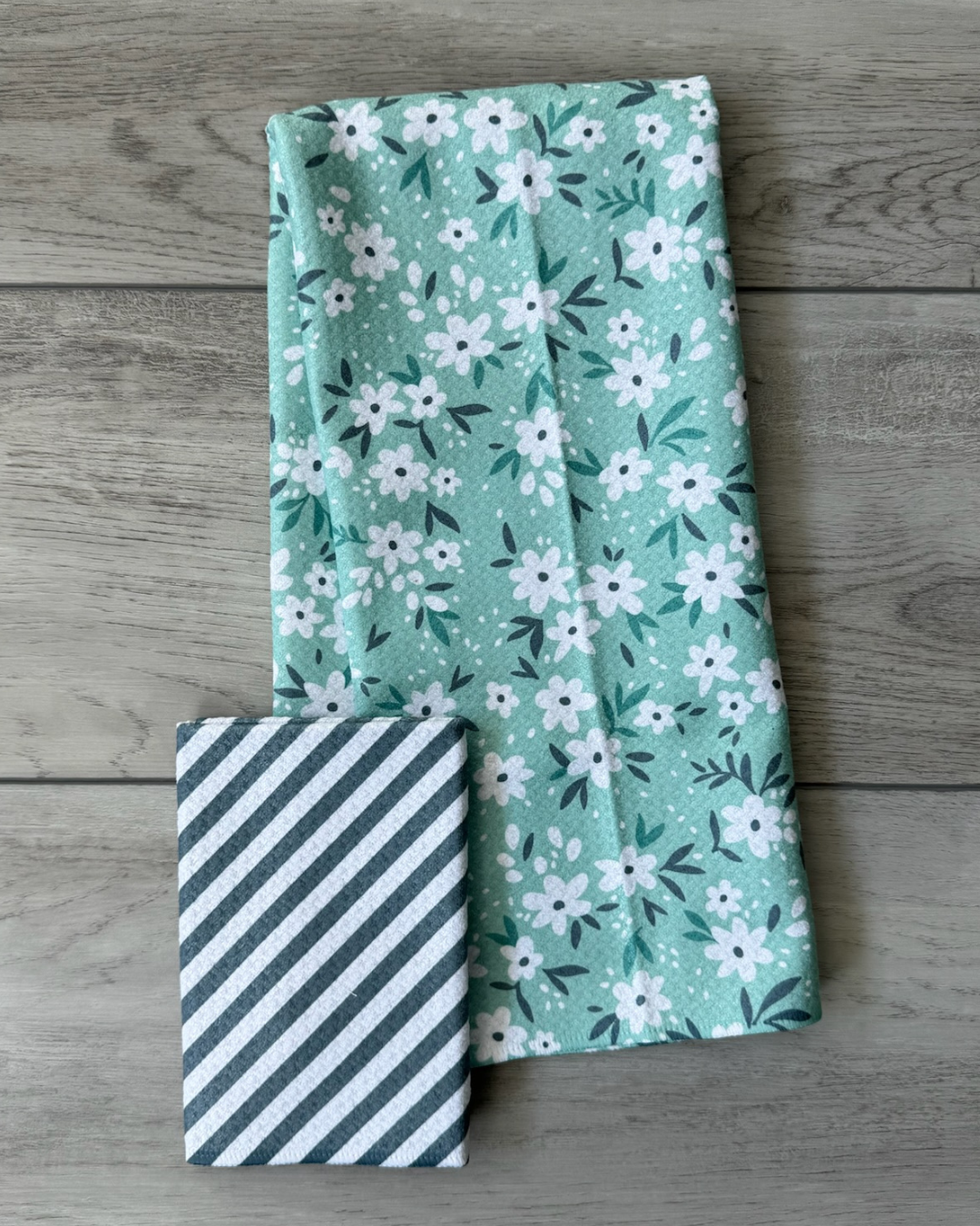 Dark Sage Diagonal Stripe Washcloth