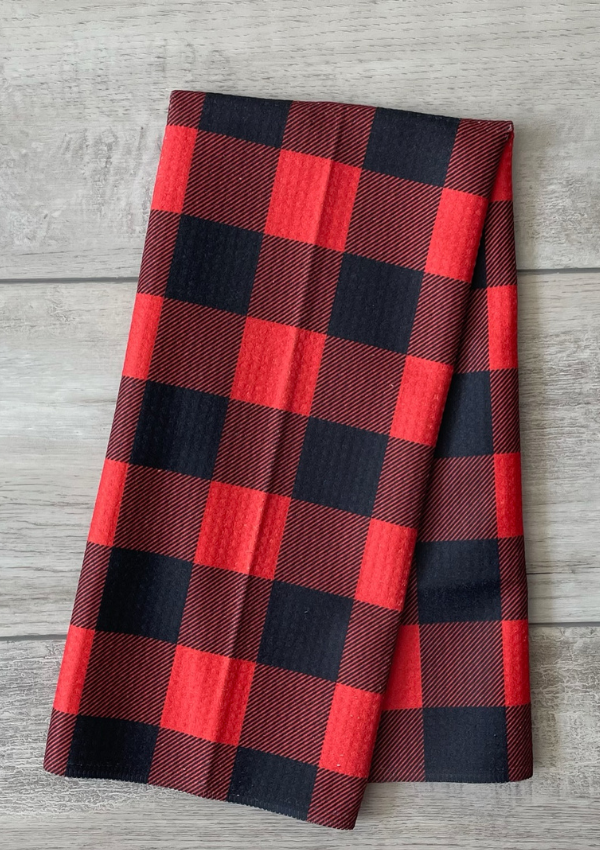 Hand-Painted Red and Black Buffalo Check Gingham Square Pattern Bath Towel  by LJ Knight - Fine Art America