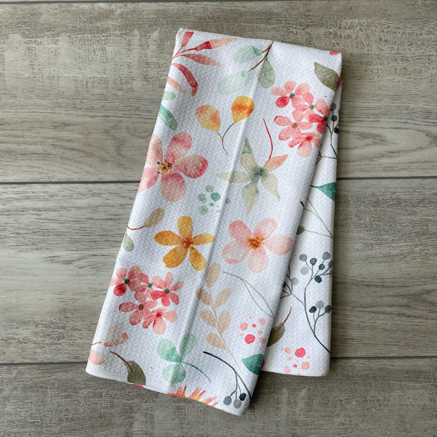 Springtime Watercolor Towel