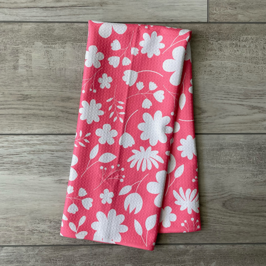 Coral Floral Towel